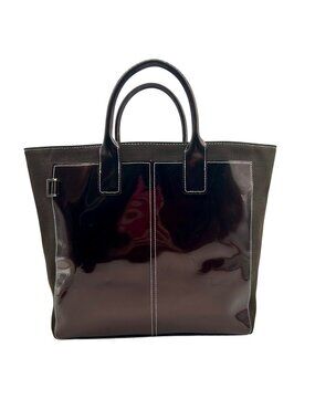 Brown Glossy Fabric Tote Bag